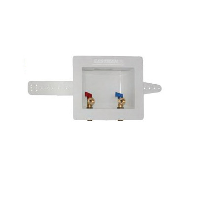 60250 Washing Machine Outlet Box, 1/2 in PEX Connection, Brass, White