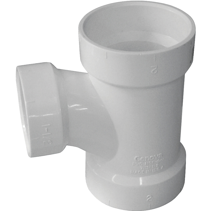 192138P Reducing Sanitary Tee, 4 x 1-1/2 in, Hub, PVC, White, SCH 40 Schedule