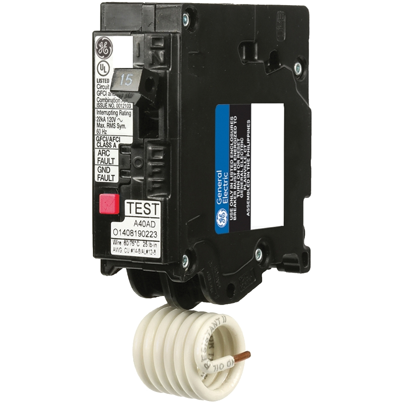 THQL1115DFP Circuit Breaker, AFCI, Dual Function, GFCI, 15 Amp, 1 -Pole, 120/240 VAC, Plug Mounting