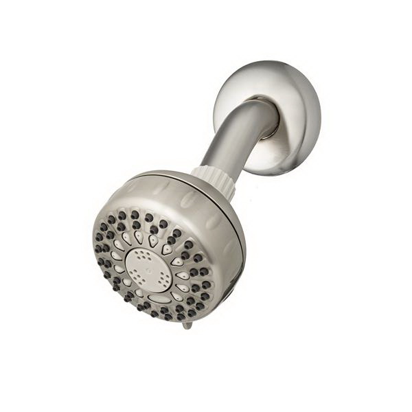 PowerSpray+ Series TRS-529E Shower Head, Round, 1.8 gpm, 1/2 in Connection, NPT, 5-Spray Function, Plastic