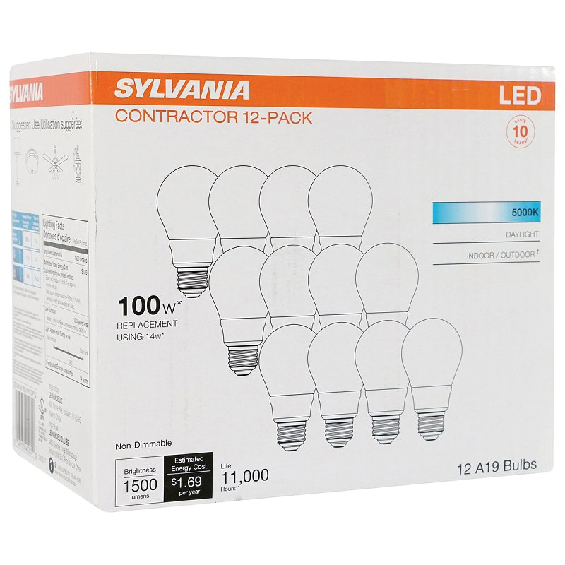 40205 LED Bulb, General Purpose, A19 Lamp, E26 Lamp Base, Non Dimmable, Frosted, 5000 K Color Temp