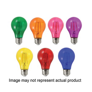 Sylvania 40302 Ultra LED Bulb, General Purpose, A19 Lamp, E26 Lamp Base, Dimmable, Yellow, Colored Light
