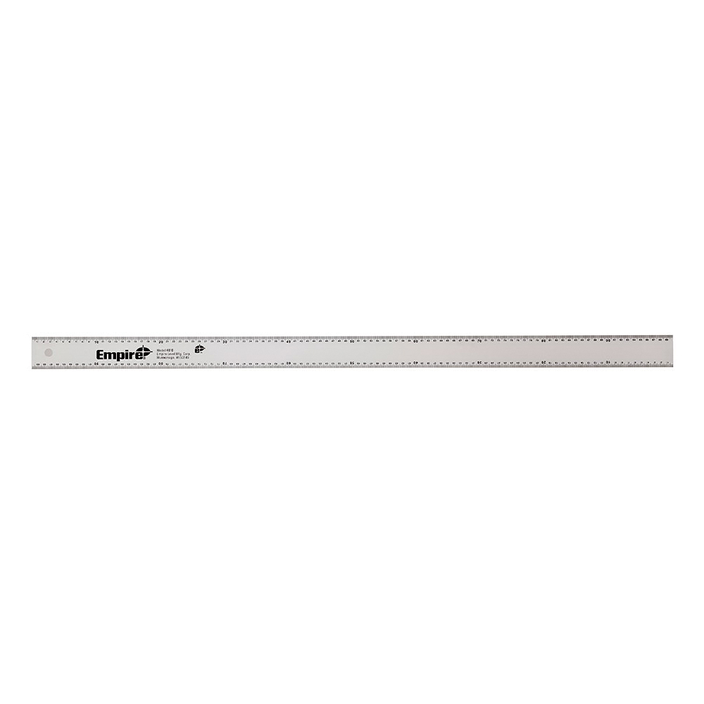 BUILT ON TRUST Series 4010 Straight Edge Ruler, Metric Graduation, Aluminum, Silver, 2 in W, 1/8 in Thick