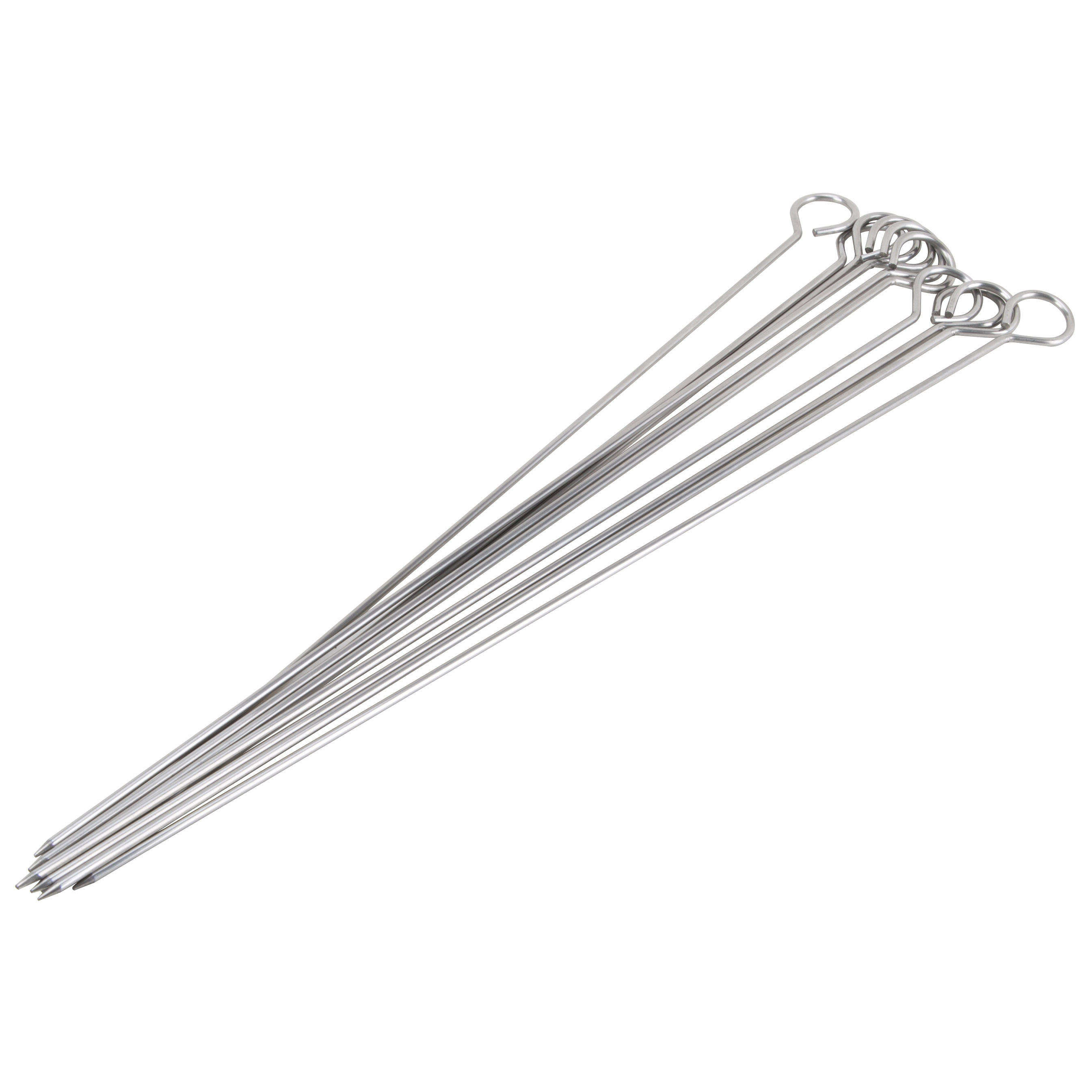 BBQ-37243B Skewers, 15 in L, Stainless Steel, 10 Pk