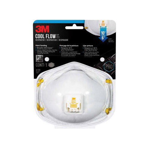 3M Pro Series 8511PA1-A-PS Respirator with Cool Flow Valve, One-Size Mask, N95 Filter Class, White - 2