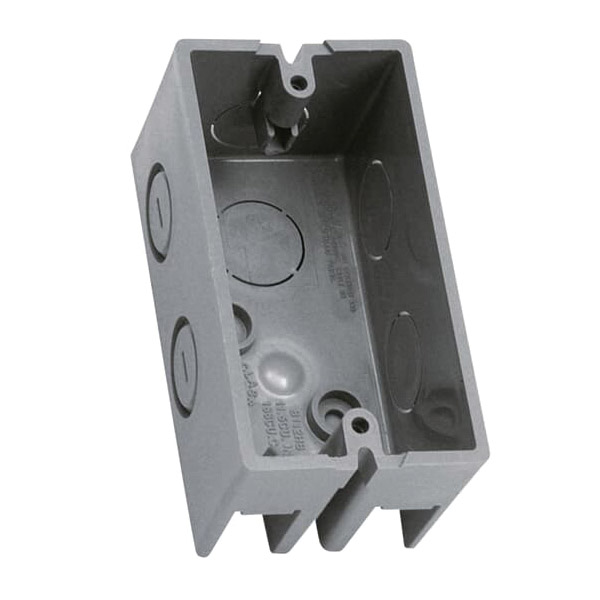 B112HBR Outlet Box, 1 -Gang, Thermoplastic (Plastic), Gray, Wall Mounting