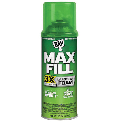 Touch'n Foam Max Fill Series 7565000043 Triple Expanding Foam Sealant, Off White, 60 to 100 deg F, 12 oz Can