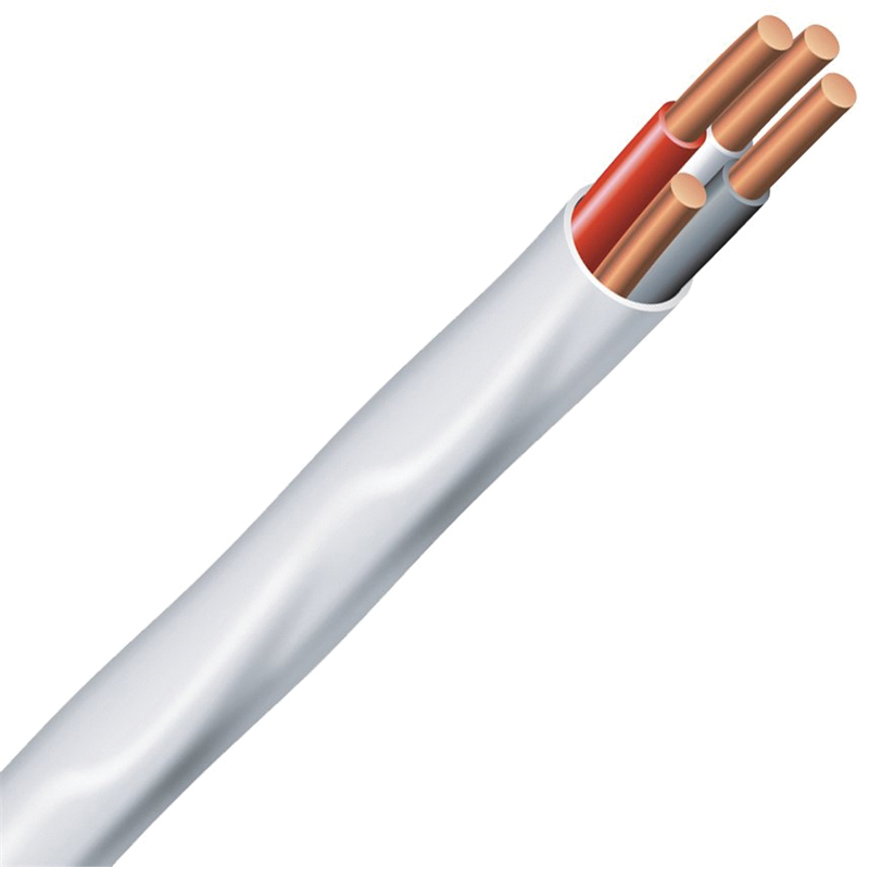 14/3NM-WGX25 Building Wire, 14 AWG Wire, 3 -Conductor, 25 ft L, Copper Conductor, PVC Insulation, Nylon Sheath