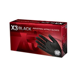BX346100 Disposable Gloves, L, Nitrile, Powder-Free, Black, 9-1/2 in L