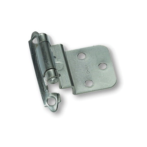 28639 Cabinet Hinge, Steel, Satin Chrome, 3/8 in Inset, Self Close, Surface Mounting