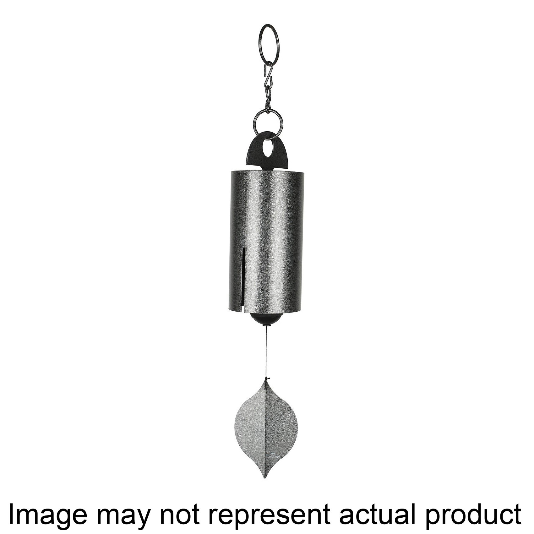 HWLAS Large Wind Bell, Heroic, Aluminum/Steel/Wood, Antique Silver/Black, Hanging Mounting