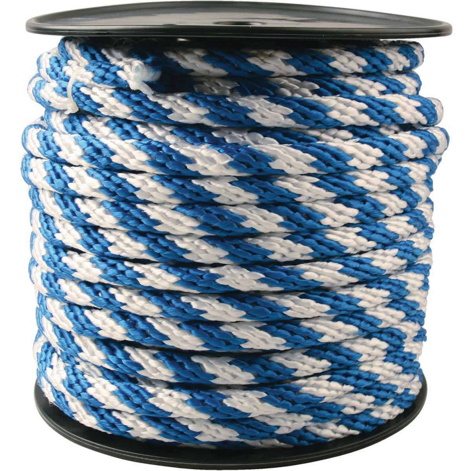 Do It Best 737321 Derby Rope, 5/8 in Dia, 150 ft L, 418 lb Working Load, Polypropylene, Blue/White