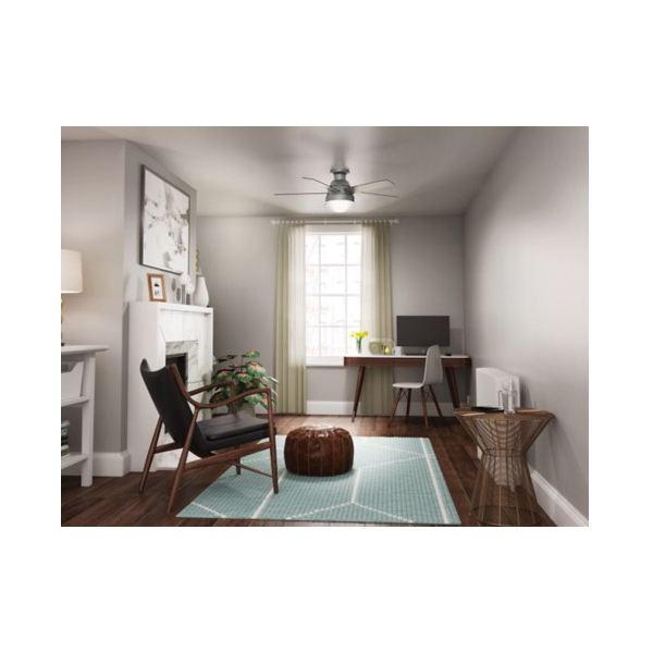 Anslee Low Profile Ceiling Fan, Hunter, with Light, 46 in Dia, Matte Silver - 3