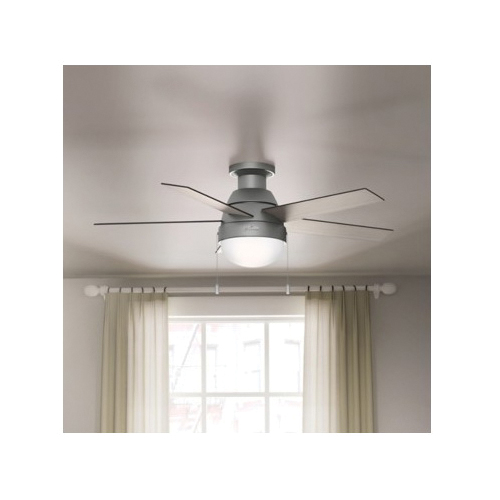 Anslee Low Profile Ceiling Fan, Hunter, with Light, 46 in Dia, Matte Silver - 4