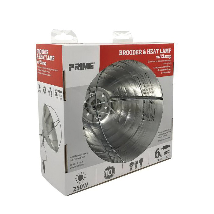 Brooder Clamp Light, Prime, 10in Shade, 6ft Cord - 1