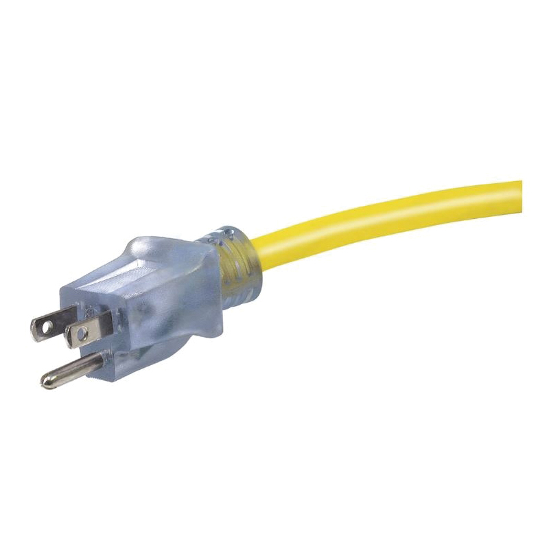 Prime Bulldog Tough LT511930 Oil-Resistant Extension Cord, 10 AWG Wire, 3 -Conductor, 50 ft L, Yellow Sheath, 125 V - 3