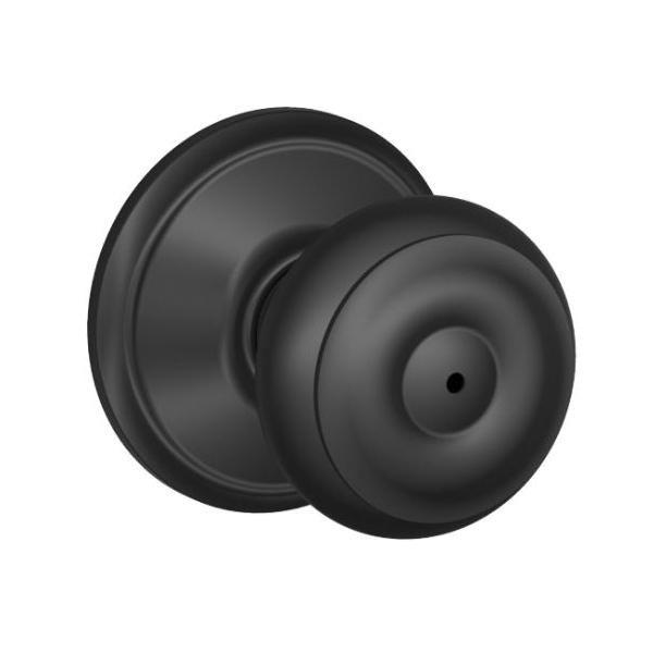 F Series F40VGEO622 Privacy Lockset, Round Design, Knob Handle, Matte Black, Metal, Black, Interior Locking