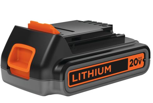 Black+Decker LBXR2020-OPE Rechargeable Battery Pack, 20 V Battery, 2 Ah, Includes: (1) 20 V MAX Battery