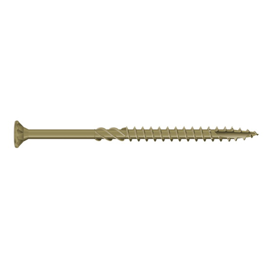 10903 Deck Elite Screw, #9 Thread, 3 in L, T25 Drive Size, Steel, Coarse Thread, Bugle Head, Star Drive, Polymer, 350/PK, Tan