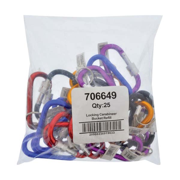 Hillman 706649 Key Carabiner with Lock, 1 in Dia Ring, Aluminum, Assorted