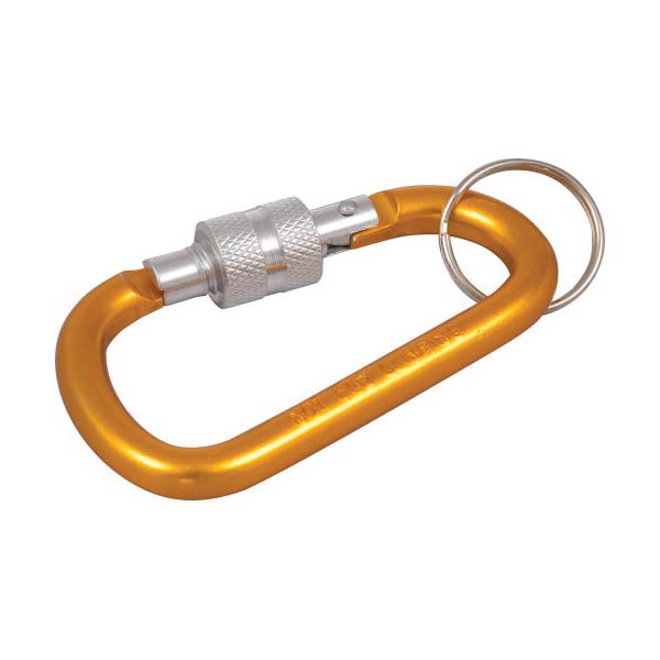 Hillman 706649 Key Carabiner with Lock, 1 in Dia Ring, Aluminum, Assorted