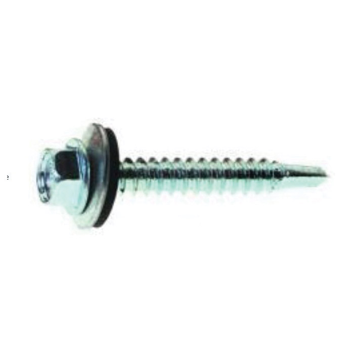 1W5 Screw, #10-16 Thread, 1 in L, Washer Head, Hex Drive, Type 17 Point, Neoprene, 5 lb