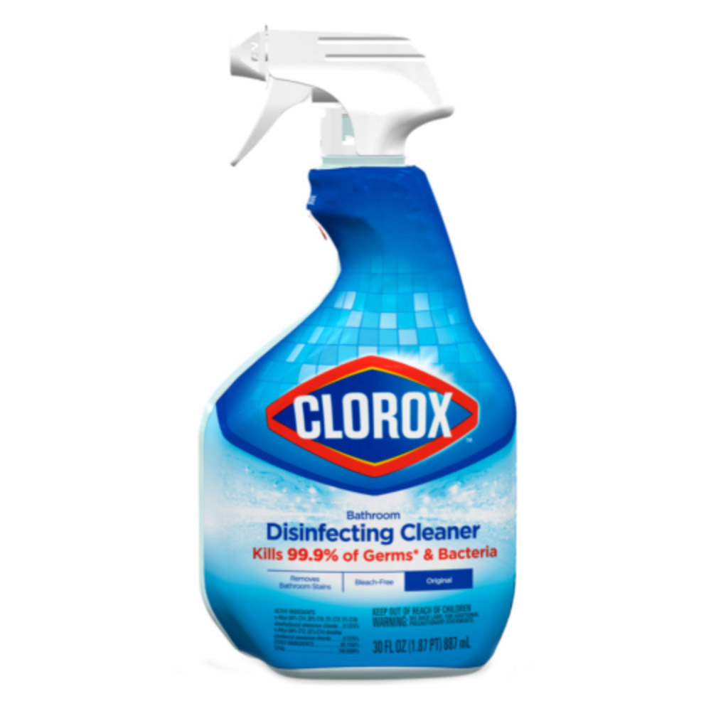 8033 Disinfecting Bathroom Cleaner, 30 oz Bottle, Liquid, Citrus, Green, Solvent, Clear