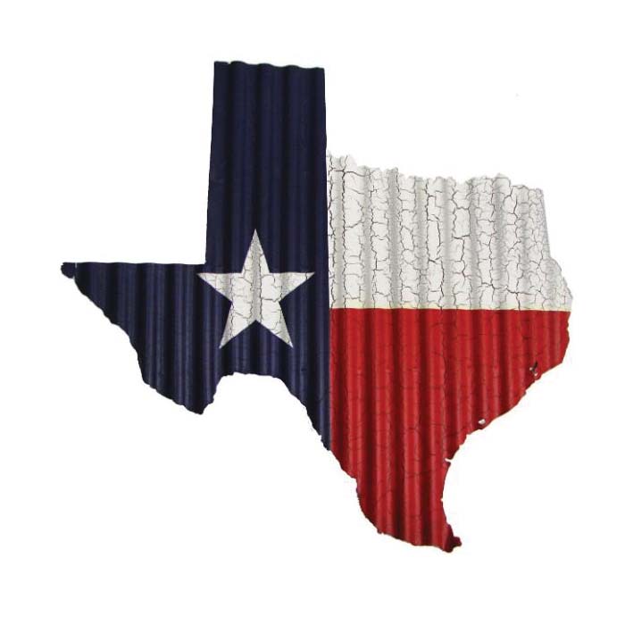 TX 00337 Wall Art, L, Corrugated Texas Flag, Metal, Blue/Red/White