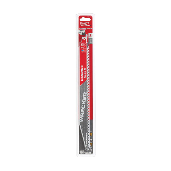 Milwaukee WRECKER 48-00-5243 Reciprocating Saw Blade, 12 in L, 6 TPI, Carbide Cutting Edge