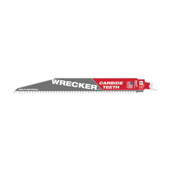 Milwaukee WRECKER 48-00-5242 Reciprocating Saw Blade, 9 in L, 6 TPI, Carbide Cutting Edge