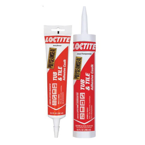 Loctite POLYSEAMSEAL TUB & TILE 1723253 Kitchen and Bath Sealant, White, 24 hr to 2 week Curing, 40 to 100 deg F, 5.5 oz - 2