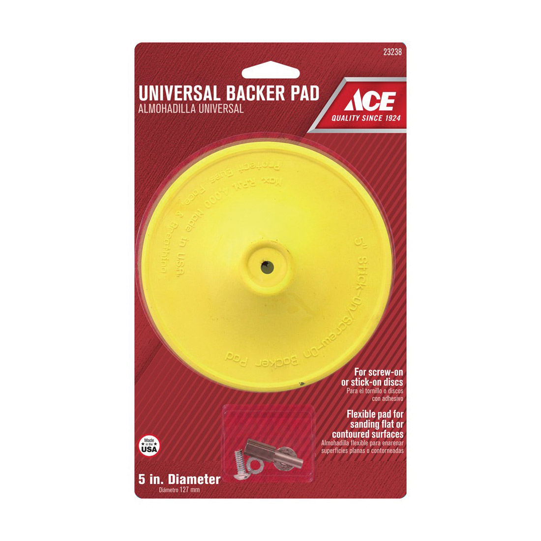ACE 23238 Backing Pad, 5 in Dia, 1/4 in Arbor/Shank, Plastic - 2