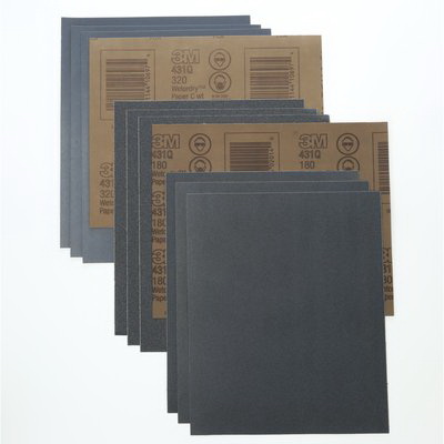 3M Wetordry 431Q Sandpaper Sheet, 9 in L, 11 in W, 120 Grit, Silicon Carbide Abrasive, Paper Backing