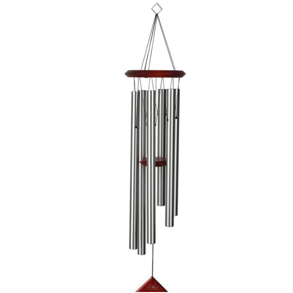 Woodstock Chimes Encore DCS37 Wind Chime, Chimes of Earth, Aluminum/Wood, Silver, Bubinga