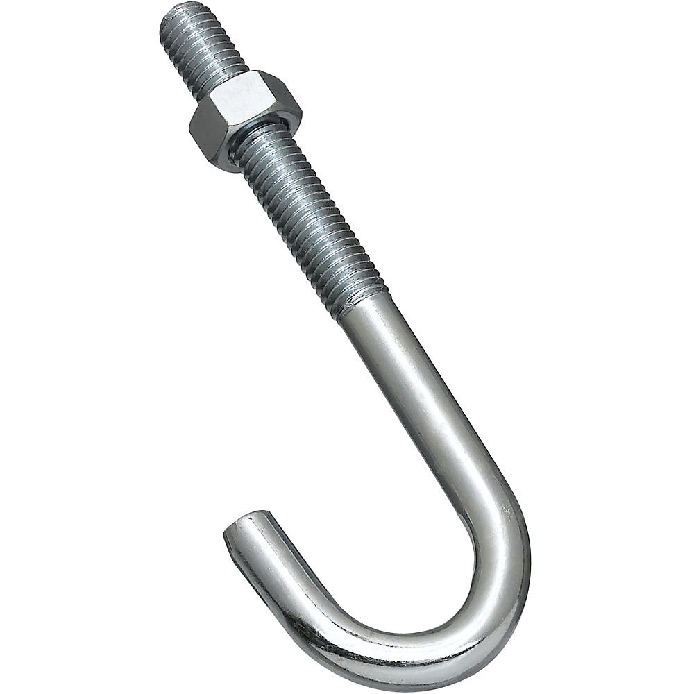 2195BC Series N232-975 J-Bolt, 1/2-13 Thread, 3 in L Thread, 6 in L, 425 lb Working Load, Steel