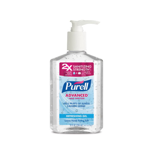 3015-12-CMR Hand Sanitizer Gel, 1.58 in L, 2.92 in W, Citrus, Clear/Light Yellow, 8 fl-oz, Bottle