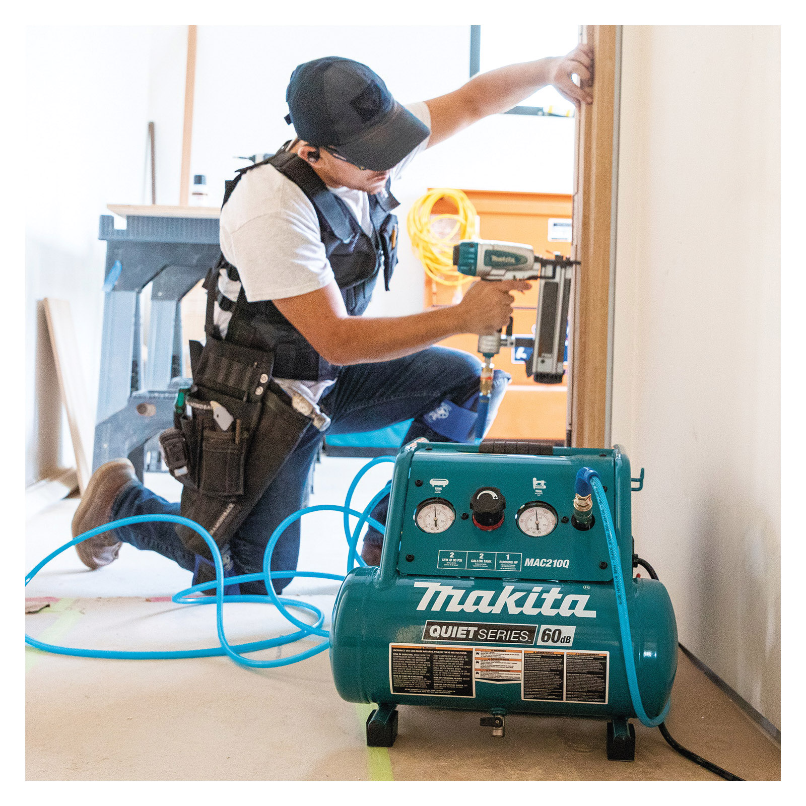 Air Compressor, Makita, Quiet Series, Horizontal, 2 Gallon Portable Electric, 135 PSI Max, 2 CFM @ 90 PSI - 4