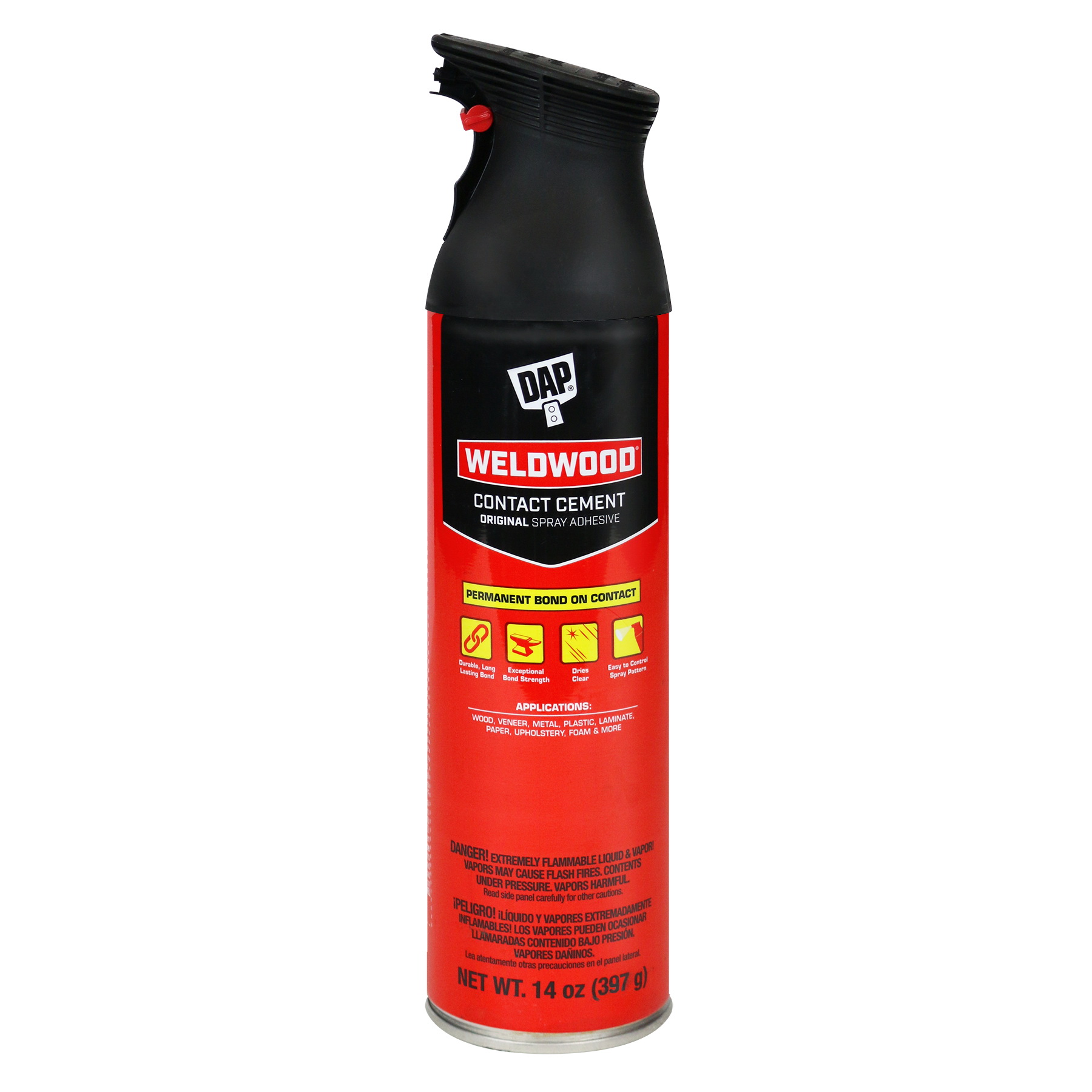 Weldwood 7079800120 Contact Cement Spray Adhesive, Solvent, Clear, 24 hr Curing, 14 oz Aerosol Can