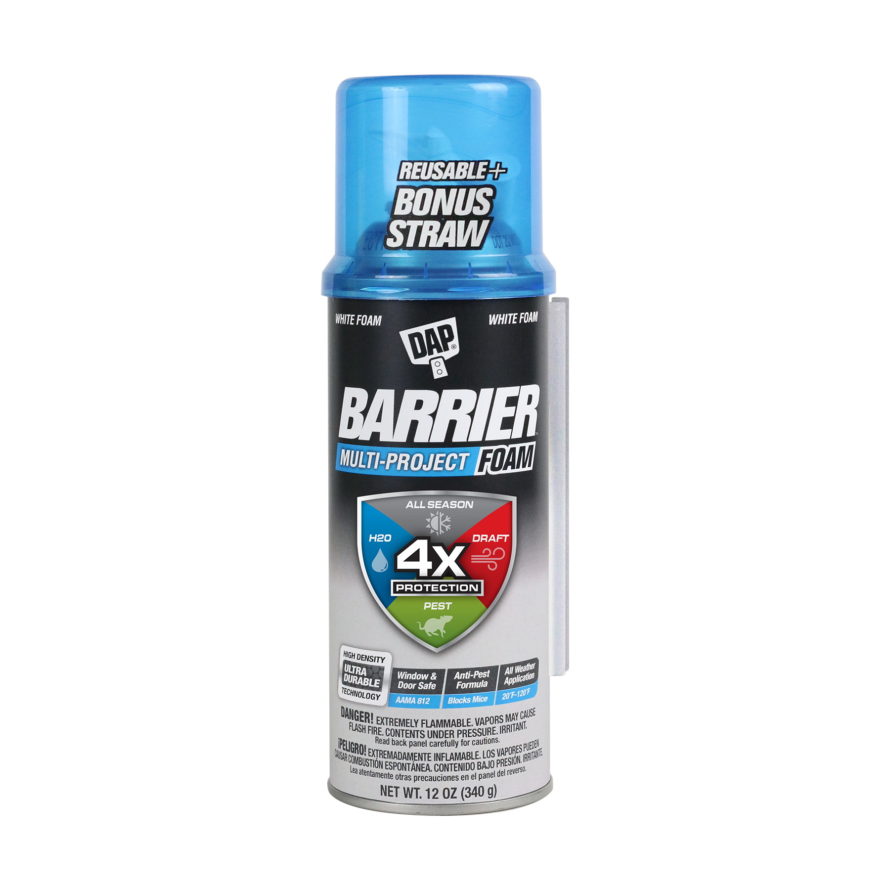 Barrier 7565012530 Multi-Project Foam Sealant, White, 4 hr Functional Cure, 20 to 120 deg F, 12 oz Aerosol Can