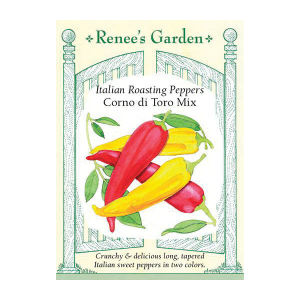 Renee's Garden Italian Roasting Peppers Corno di Toro Mix Seeds - Thumbnail 3