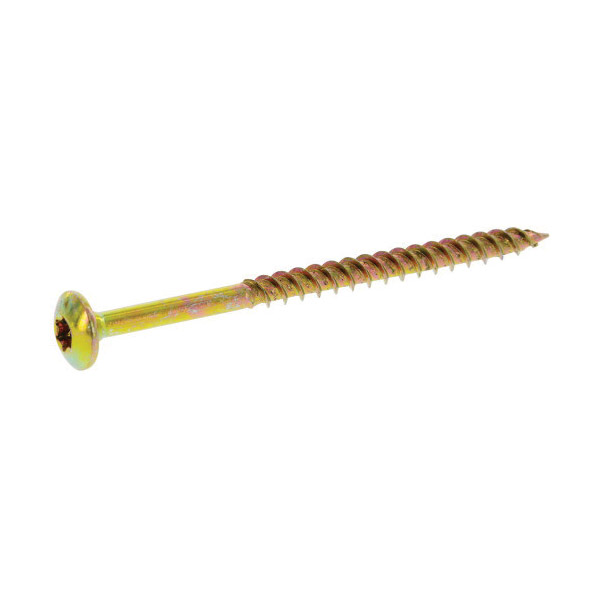 42645 Cabinet Screw, #8 Thread, 1-3/4 in L, Truss Head, Star Drive, Sharp Point, Steel, Yellow Zinc, 50 PK