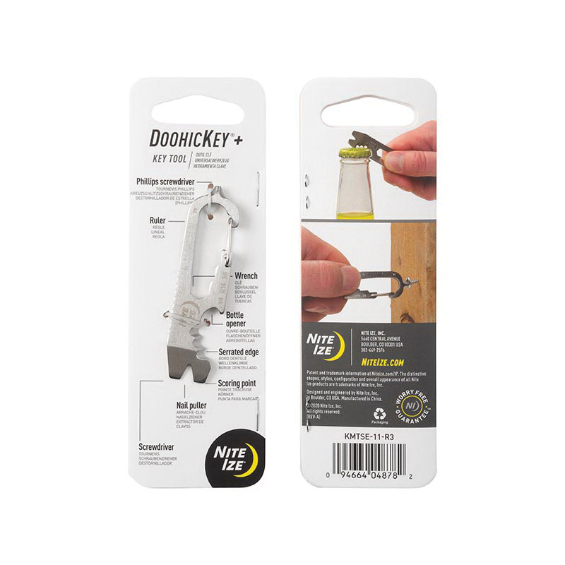 Nite Ize DoohicKey+ KMTSE-11-R3 Key Tool, All-in-One, Stainless Steel, Silver - 2