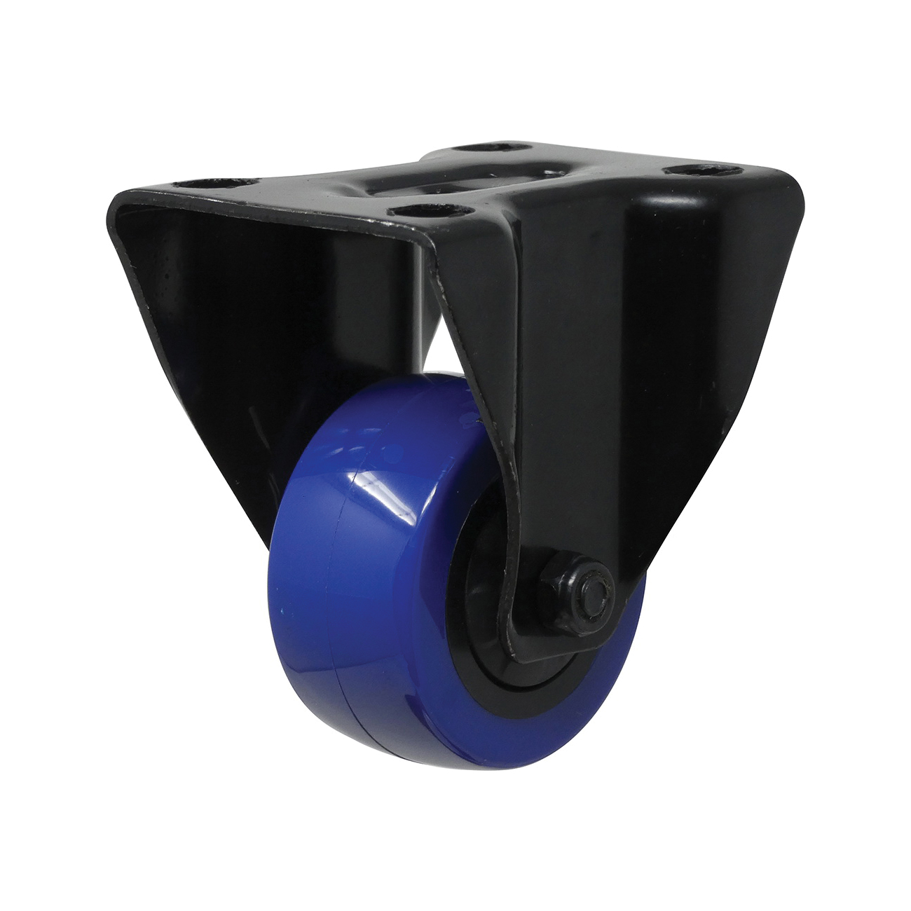 3656 Rigid Caster, 2 in Dia Wheel, TPU Wheel, Black/Blue, 135 lb, Polypropylene Housing Material
