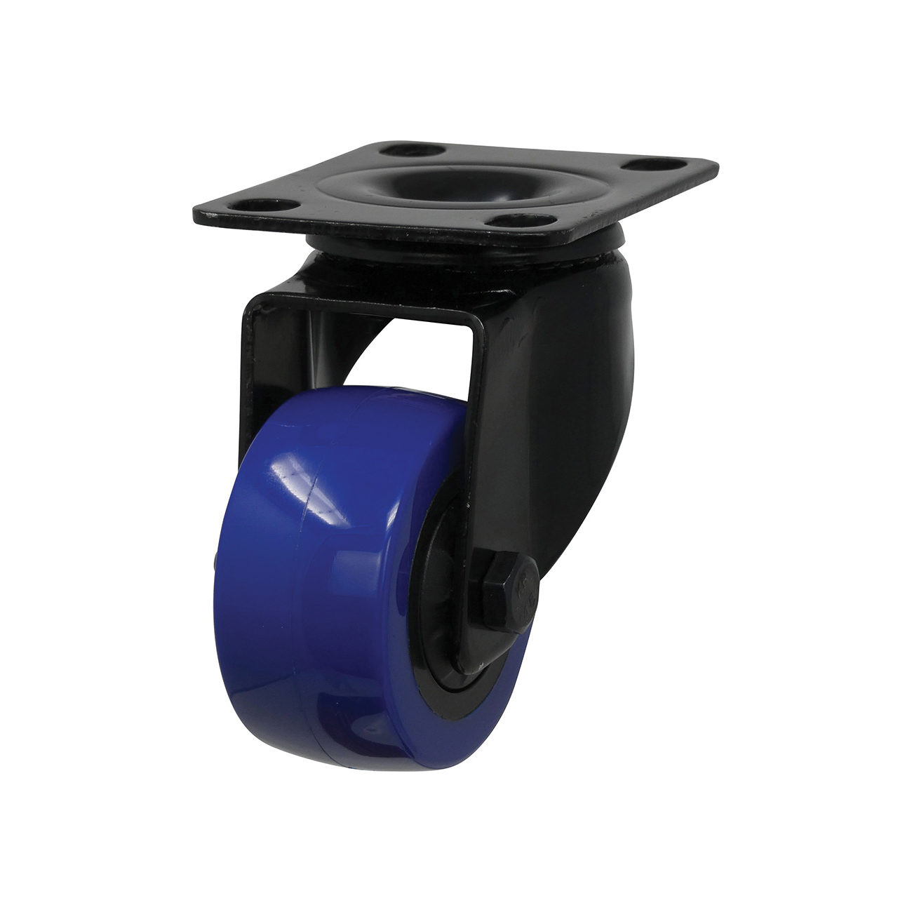 3657 Swivel Caster, 2 in Dia Wheel, TPU Wheel, Black/Blue, 135 lb, Polypropylene Housing Material