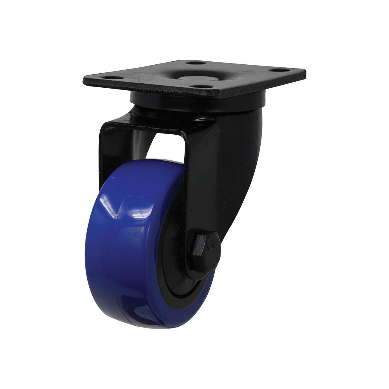3660 Swivel Caster, 3 in Dia Wheel, TPU Wheel, Black/Blue, 225 lb, Polypropylene Housing Material