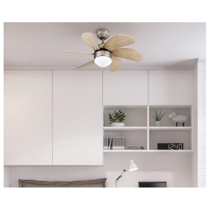 Turbo Ceiling Fan, Westinghouse, with LED, 30 in Dia, Light Maple - 3