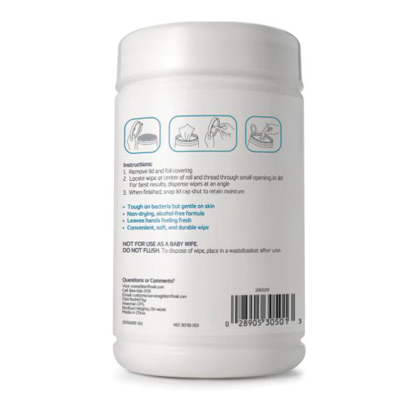 Waxman kleen freak 3050100 Hand Disinfecting Wipes, 5.51 in L, 7.87 in W, Unscented - 2