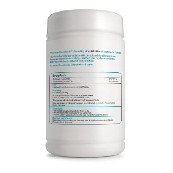 Waxman kleen freak 3050100 Hand Disinfecting Wipes, 5.51 in L, 7.87 in W, Unscented - 3