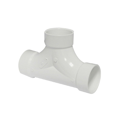 193723 2-Way Cleanout Pipe Tee, 3 in, Hub, PVC, White