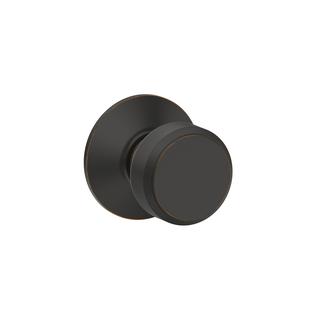 Schlage F Series F10 V BWE 716 Passage Knob, Metal, Aged Bronze, 2-3/8, 2-3/4 in Backset, 1-3/8 to 1-3/4 in Thick Door